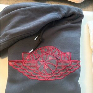 Jordan Charcoal Hoodie with Red Accents